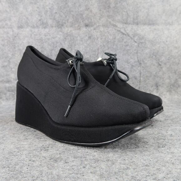 Edward Paul Shoes - Edward Paul Shoes Women 8.5 Wedge Oxford Fashion Platform Lace Up Academia Black